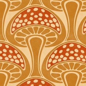 Art Nouveau Mushroom - extra large - gold and rust red 