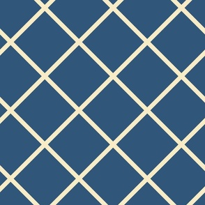 French Country Lattice in Dusty Blue + Cream