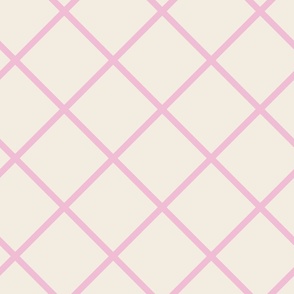 French Country Lattice in Cream + Pink