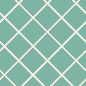 French Country Lattice in Dusty Mint Green + Cream