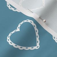 Country Lace Hearts in Dusty Blue