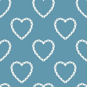 Country Lace Hearts in Dusty Blue