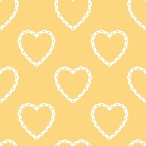 Country Lace Hearts in Butter Yellow + White