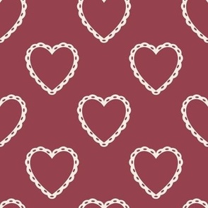 Country Lace Hearts in Burgundy + Cream