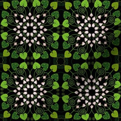 Art nouveau clematis white on black small scale