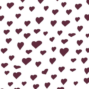 Valentines - Craisy in love pattern - passion vibes - assimetric hearts design - wine 300