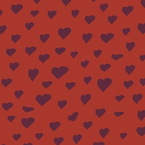 Valentines - Craisy in love pattern - passion vibes - assimetric hearts design - red wine over poppy red 300