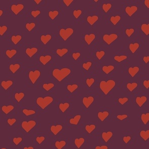 Valentines - Craisy in love pattern - passion vibes - assimetric hearts design - red wine 300