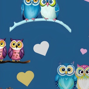 Owls Blue Pattern
