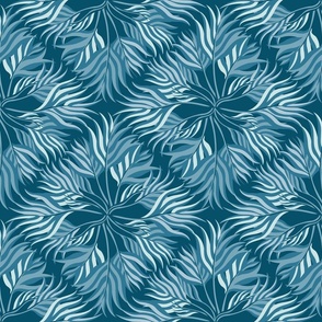 Palm leaves geometry / Medium scale / Blue