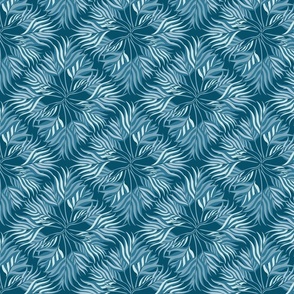 Palm leaves geometry / Small scale / Blue