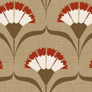 Large scale • Art deco carnations (neutral and red)