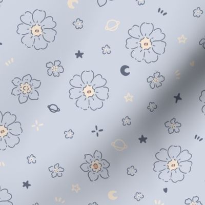 Tiny Joy Baby Nursery Kawaii / Celestial Flowers Blue