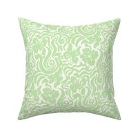60s Bold Retro butterfly Retro floral swirl Green Natural white Regular Scale by Jac Slade