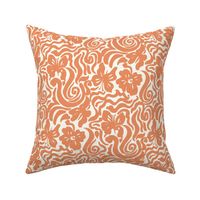 Butterfly Retro floral swirl Burnt Sienna Brown Natural white Regular Scale by Jac Slade