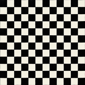 Checkerboard in Black  and cream - medium scale 