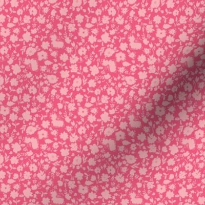 cottage core ditsy floral - bright pink tonal ditsy floral - vintage style