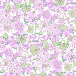 Eden Retro Floral Lilac Purple Jade Green by Jac Slade small scale