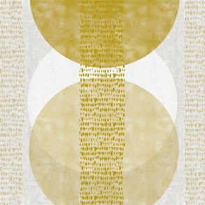  Modern Gold Circles-on gray linen texture (large scale)