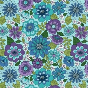 Floral Fantasy vintage blue small scale