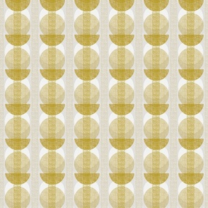Modern Circle- Gold and White- on gray linen texture (small scale)