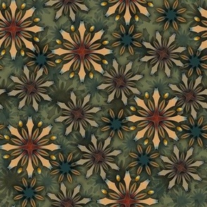 Paddle Flowers - Teal  Background
