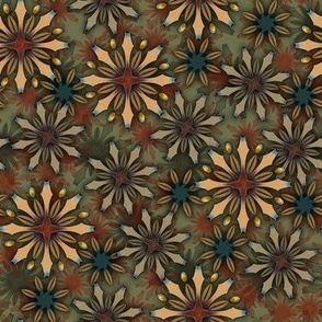 Paddle Flowers - Teal and Maroon Background