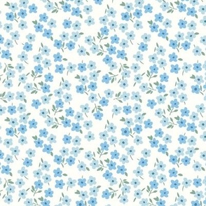 mini, micro, ditsy, daisies, vintage, pastel, florals, baby blue, blue, light blue, danish, scandinavian, flowers