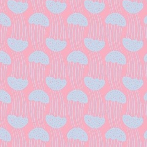 Small - Pastel sky blue jellyfish in pink background