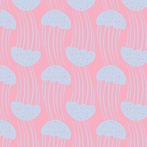 Medium - Pastel sky blue jellyfish in pink background