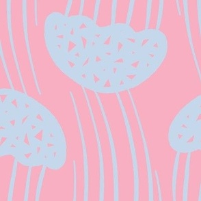 Jumbo - Pastel sky blue jellyfish in pink background