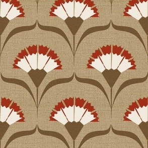 Normal scale • Art deco carnations (neutral and red)