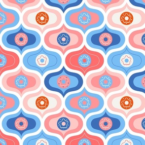 Donut wall pattern | Kitchen, Donut Shop, Nursery room Wallpaper | Retro Red and Blue