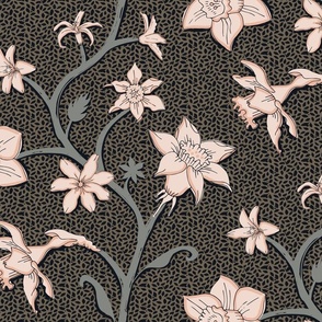 trailing flowers blush on brown | large scale