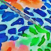 Abstract animal print, leaves and flowers watercolor