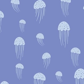 Large - Sky blue jellyfish sea repeat pattern