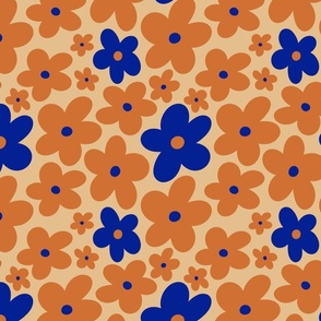 Blue and orange floral pattern 