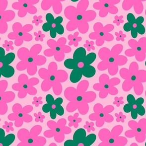 Pink and green floral pattern