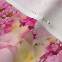 Cream Roses and Pink Hydrangeas Floral Watercolor Half Drop