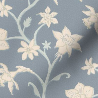 trailing flowers on pastel blue | medium 