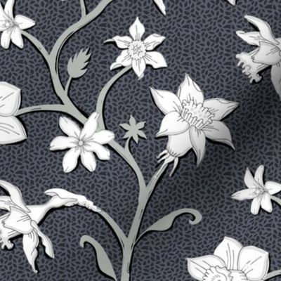 trailing flowers black and white | medium 