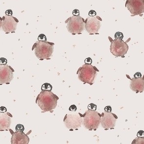 earthy baby penguins - watercolor nord birds - watercolour brown beige for nursery baby kids b129-3