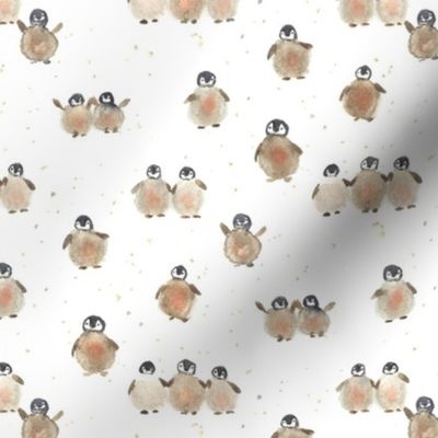 baby penguins - watercolor earthy nord birds - watercolour beige for nursery baby kids b129-1
