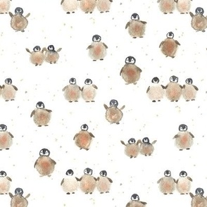 baby penguins - watercolor earthy nord birds - watercolour beige for nursery baby kids b129-1