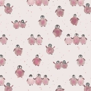 blush baby penguins - watercolor nord birds - watercolour pink for nursery baby kids b129-7