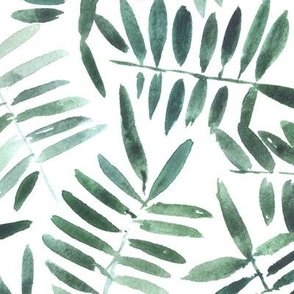 Larger scale secret jungle - watercolour leaves - nature fern - painted leaf greenery foliage b131-1