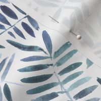 Indigo secret jungle - watercolour leaves - nature fern - painted leaf greenery foliage b131-3