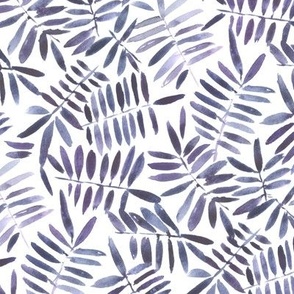 indigo secret jungle - watercolour purple leaves - nature fern - painted leaf greenery foliage b131-4