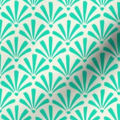 Painted scallop shells - sea green