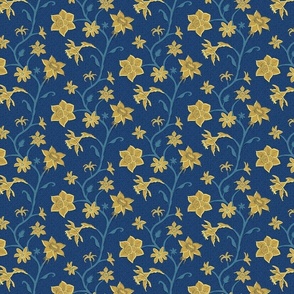 trailing flowers gold on deep blue | small